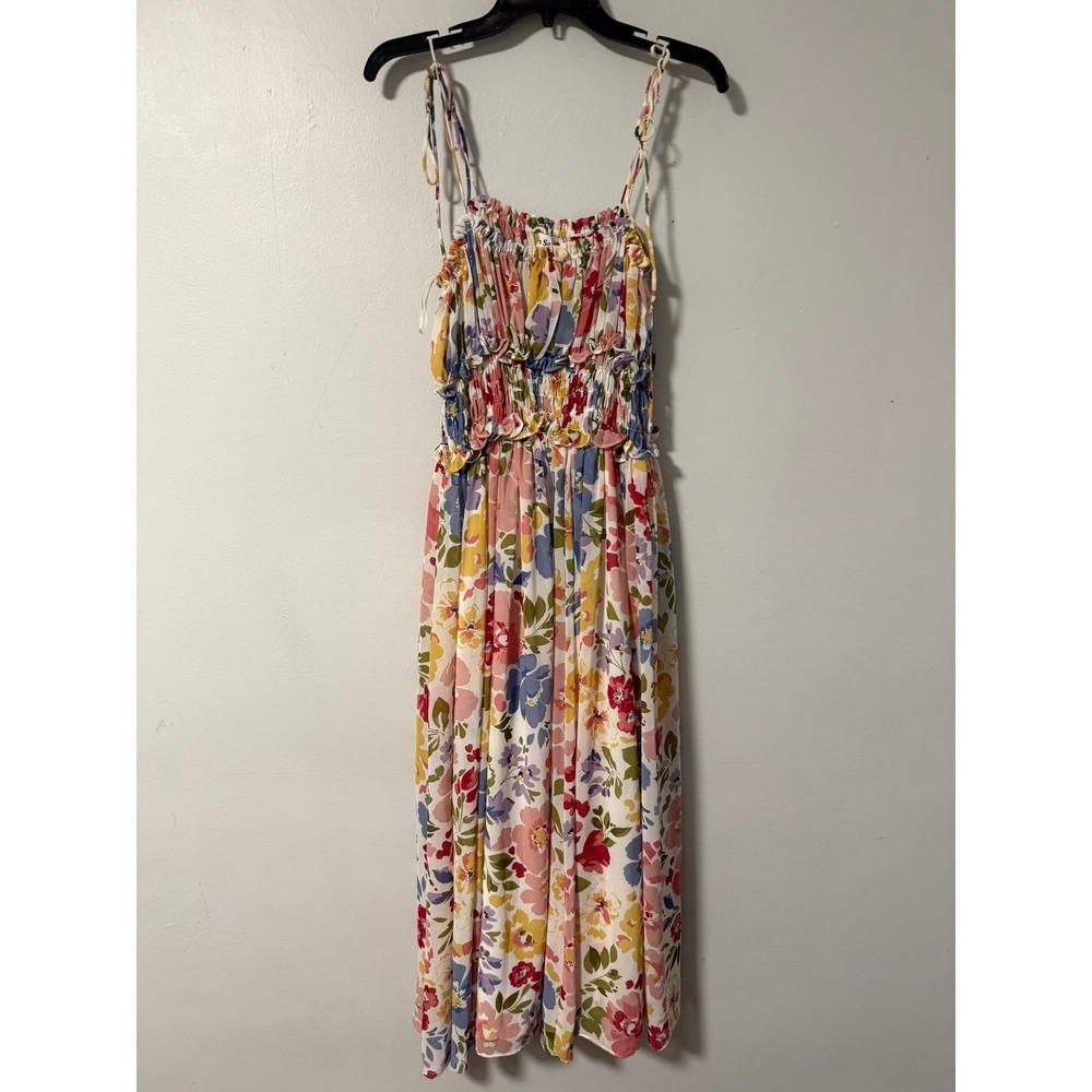 En Saison Constantia Floral Smocked Maxi Dress Multicolor Tie‎ Strap Summer M